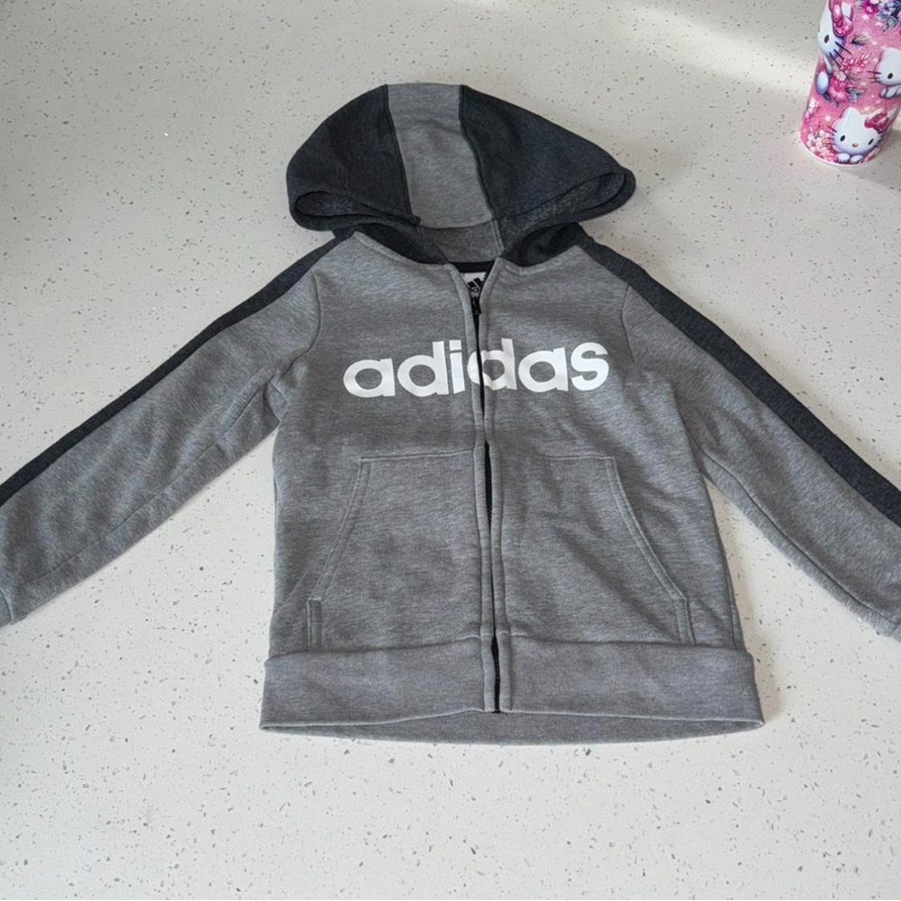 Adidas Kids Charcoal and Black Hoodie